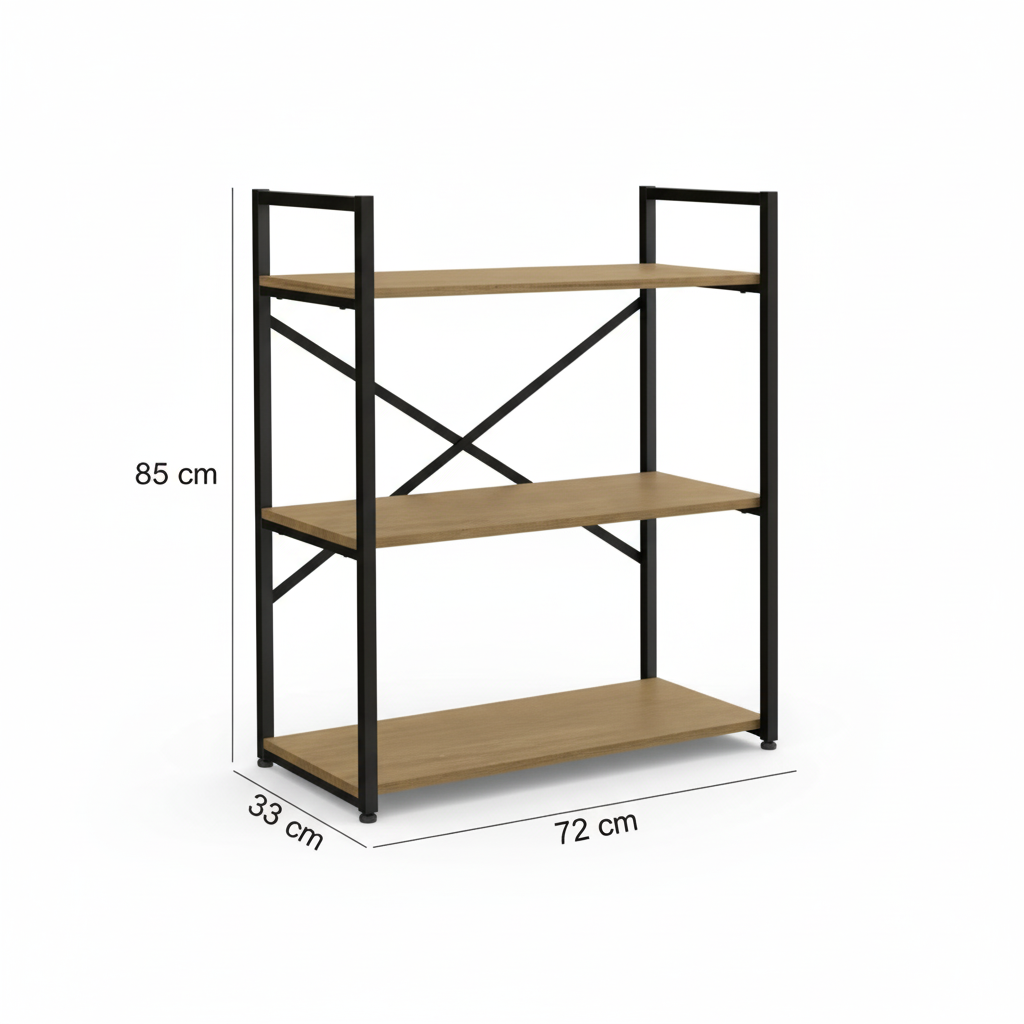 Bookshelf with dimensions on a white background